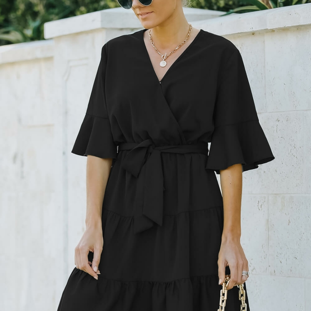 Kiss Me Tiered Bell Sleeve Dress